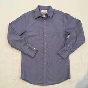 Gold Label Roundtree Yorke Men's Blue Dress Shirt Slim Fit Non Iron Size 15 32